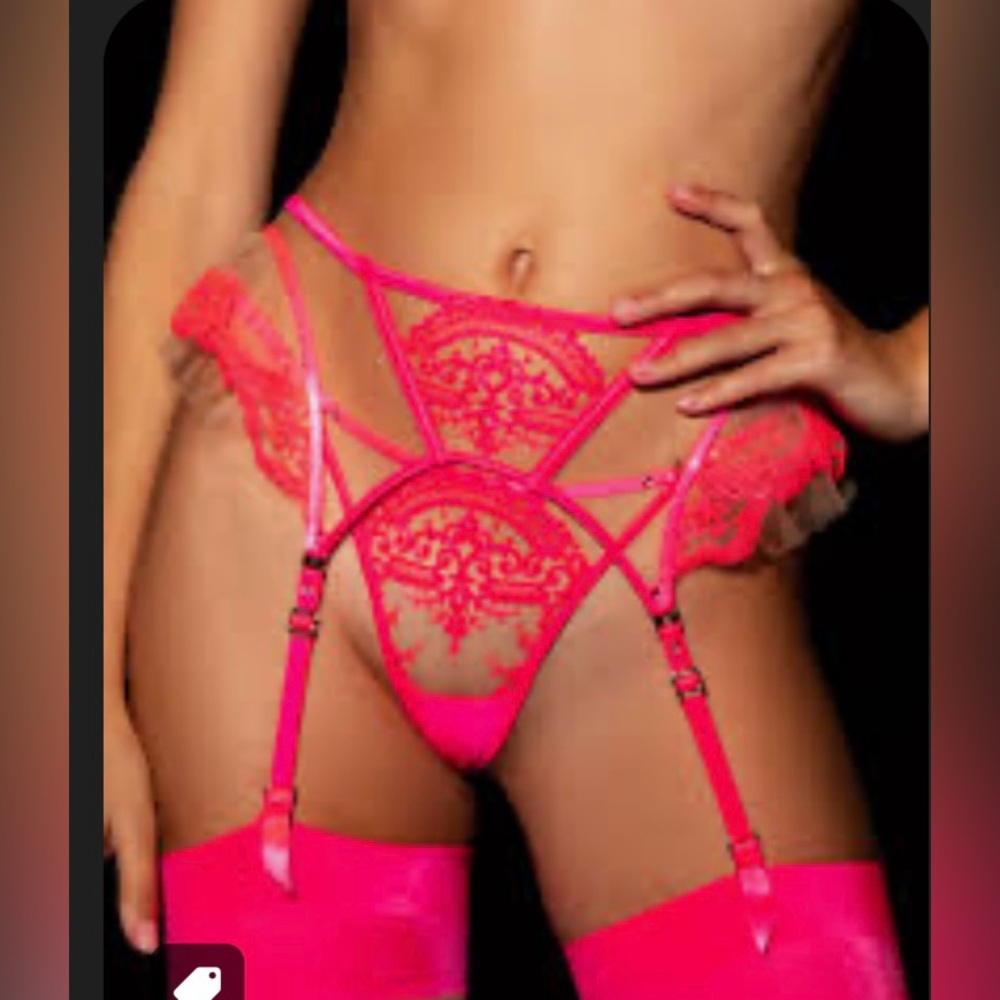 Honey Birdette Gabrielle Hot Pink Garter Size Small NWT